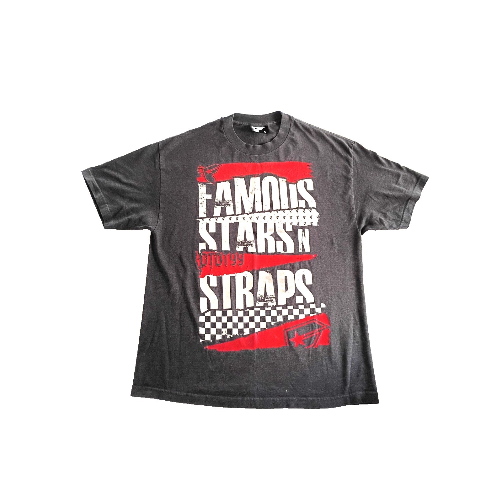 Vintage Y2k Famous Stars And Straps Skate Grunge T-Shirt Grey Xl